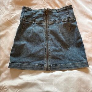 Free People Blue and Gold Pencil Mini Skirt